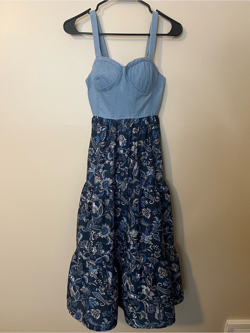 Land Of The Free Blue Floral Maxi Dress With Bustier Top